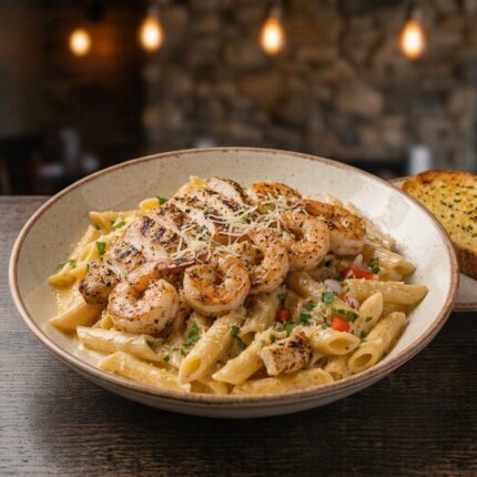Chicken & Shrimp Alfredo Pasta